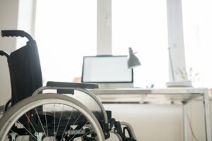 Office workplace for disabled man